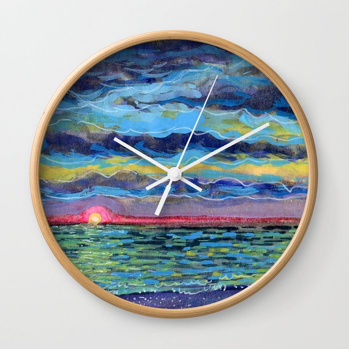 Neon Sunset Wall Clock