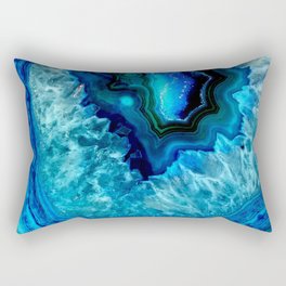 Turquoise Blue Teal Quartz Crystal Rectangular Pillow