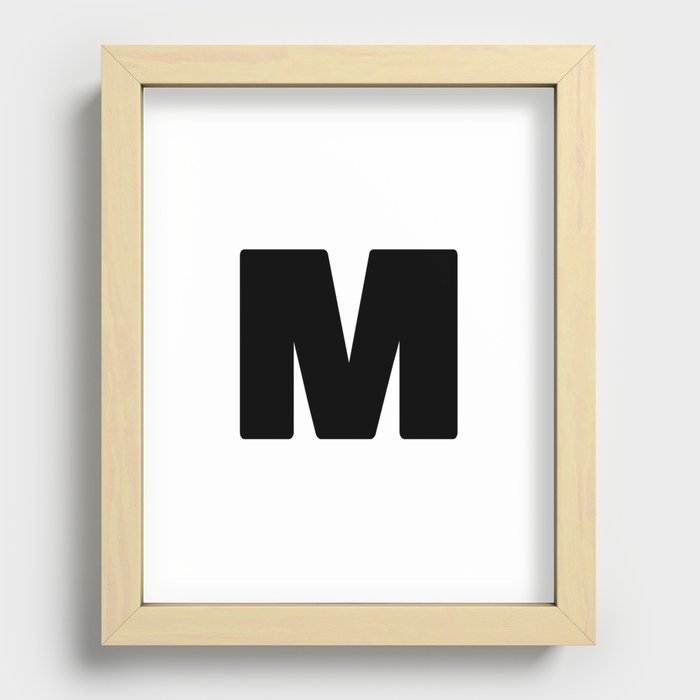 M (Black & White Letter) Recessed Framed Print
