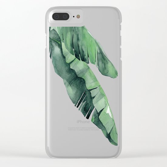 Tropical Island Leaves Pair Clear iPhone Case