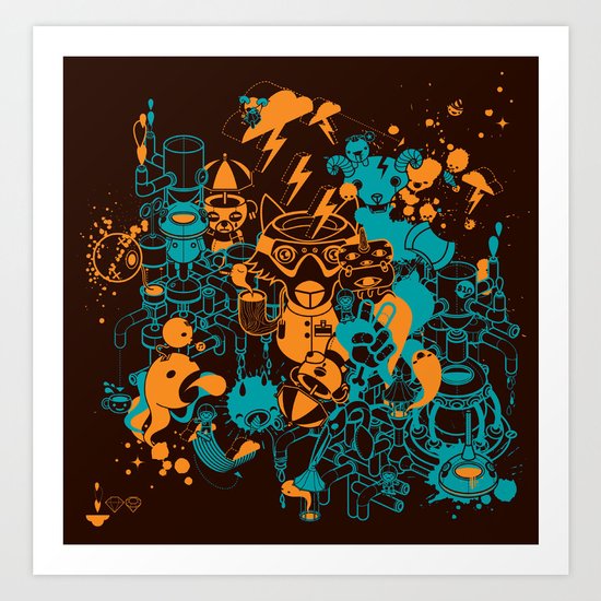 Dream Factory Orange and Blue Art Print