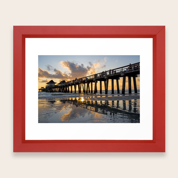 Naples pier at sunset Naples Florida Ripples Framed Art Print by