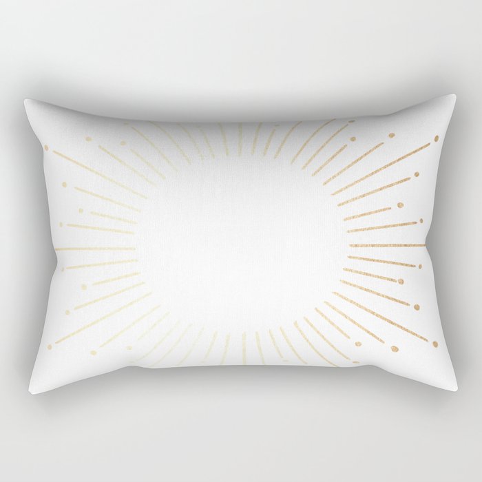 Sunburst Gold Copper Bronze on White Rectangular Pillow