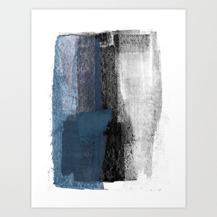 Blue and Black Abstract Painting Art Print