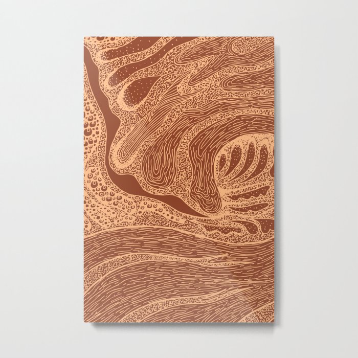 Mud Wave 2 - Abstract Lines - Terracotta Abstract - Modern, Contemporary Print - Brown, Burnt Orange Metal Print