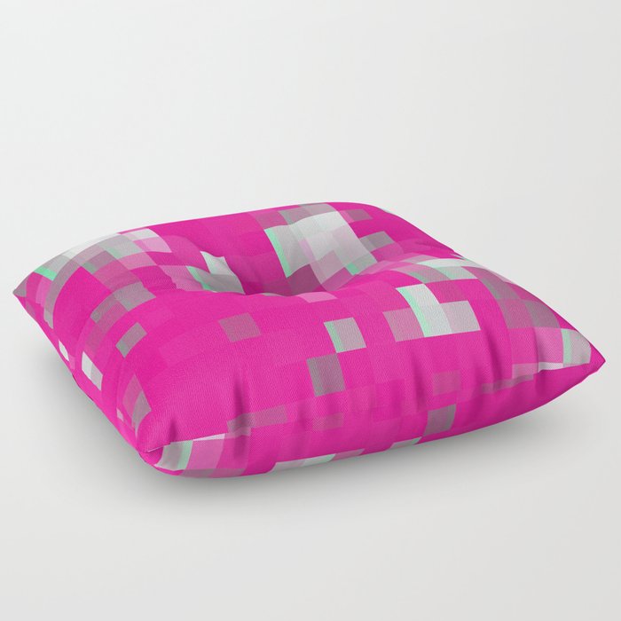 geometric pixel square pattern abstract background in pink Floor Pillow