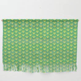 Seigaiha Asian Wave pattern in Green, Yellow Wall Hanging