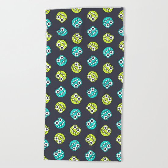 Blue Green Cute Bugs Pattern Beach Towel