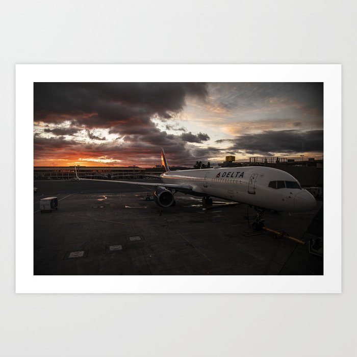 Delta Airlines, Airplane, Parked at Airport Art Print