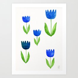 Blue tulips Art Print