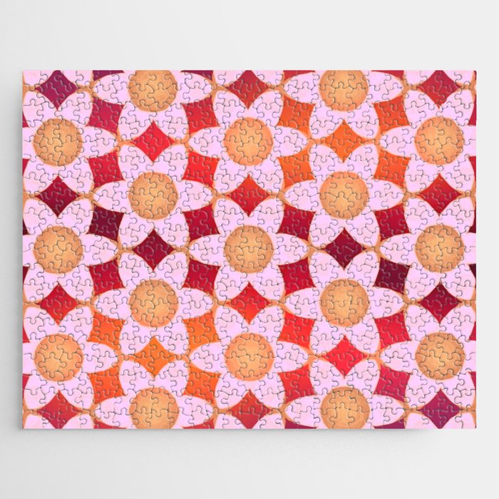 Chunky Daisies Ombre Pink Orange Red Jigsaw Puzzle