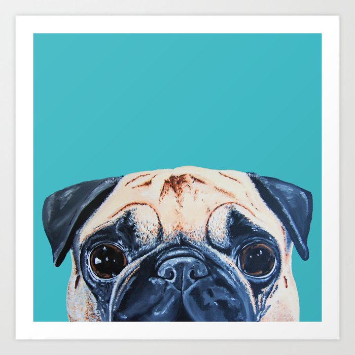 Wide Eyed Pug Art Print