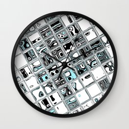 Abstrakte Kacheln Wall Clock | Black And White, Drafting, Concept, Graphicdesign, Graphite, Watercolor, Hatching, Pattern, Figurative, Oil 