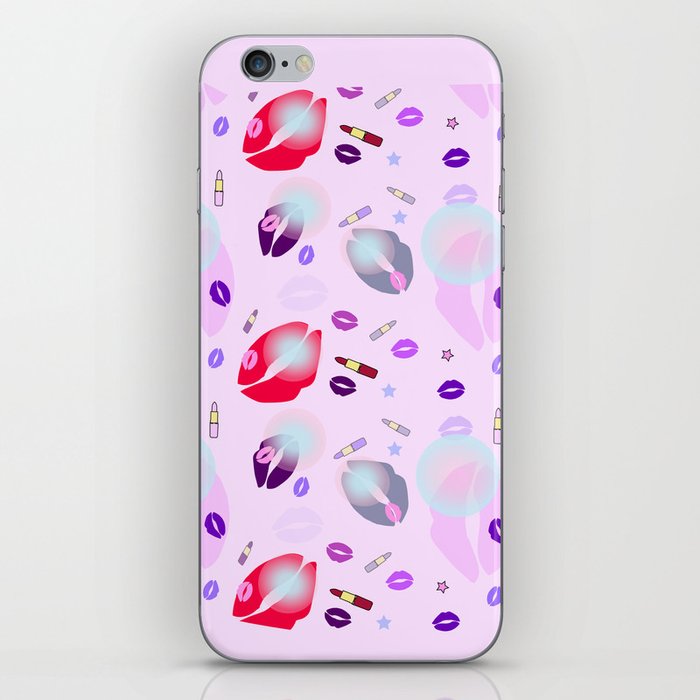 kitty love and lipstick pattern iPhone Skin