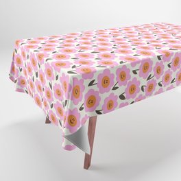 Cute Happy Daisy Pattern Pink and Orange Tablecloth