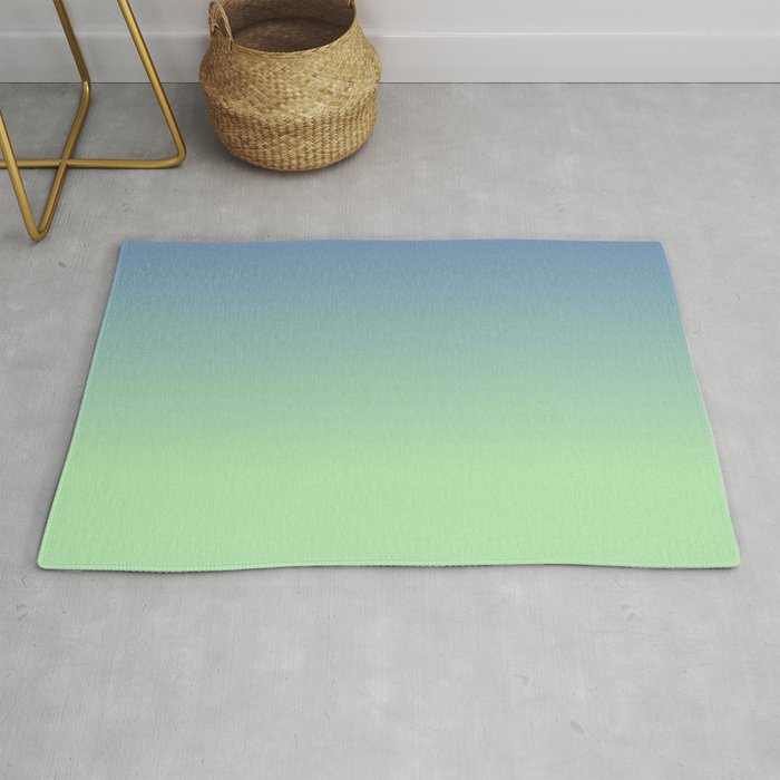 BLUE & GREEN GRADIENT. Light Pastel Colors Ombre Pattern Rug