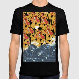 Yellow Trees in a Blue Forest Decorative Art Pattern T Shirt