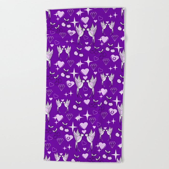 Kitsch Valentine Purple Beach Towel