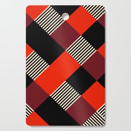 Diamond Plaid Stripes Harlequin Red Black Beige Maroon Cutting Board