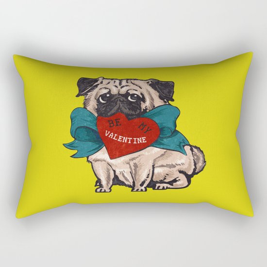 Be My Valentine Pug Rectangular Pillow