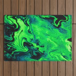 Black and Green Marble Painting Outdoor Rug