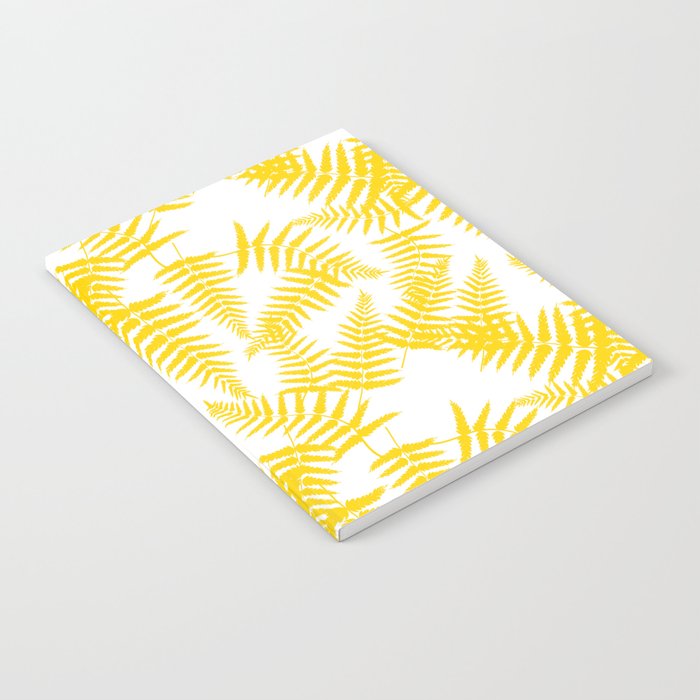 Yellow Silhouette Fern Leaves Pattern Notebook