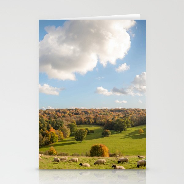 Beautiful English Countryside Farmland Sheep Grazing Stationery Cards