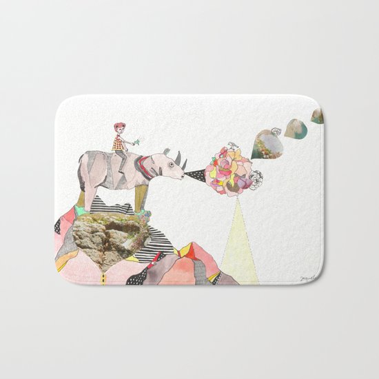 Rhinos Smell Roses Too Bath Mat