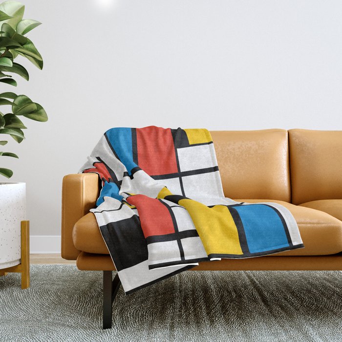Mondrian De Stijl Modern Art Throw Blanket