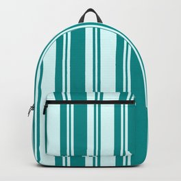 [ Thumbnail: Light Cyan and Dark Cyan Colored Lines Pattern Backpack ]