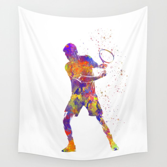Tennis player in watercolor Wall Tapestry
