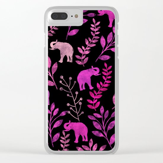 Watercolor Flowers & Elephants III Clear iPhone Case