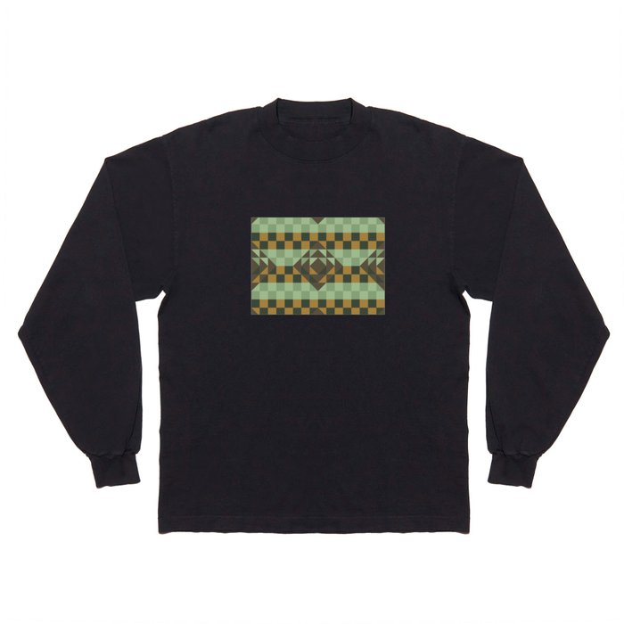 Sage green and brown gingham checked ornament Long Sleeve T Shirt