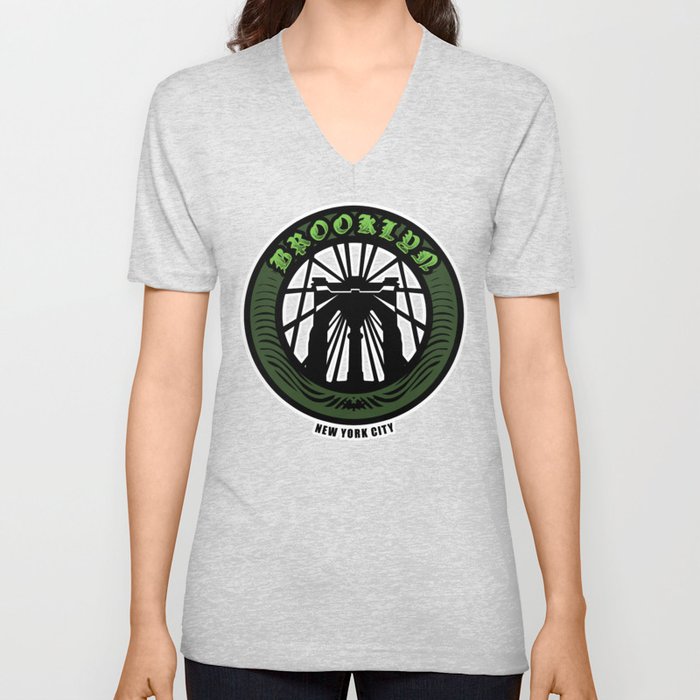 Brooklyn Bridge - NYC - New York City Money Green V Neck T Shirt