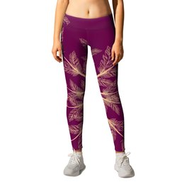 Golden leaves, Flowers, feathers bunch Leggings | Royalgold, Happiness, Goldenflowers, Maroonred, Graphicdesign, Royal, Goldenleaves, Beetrootred, Goldenfeathers, Red 