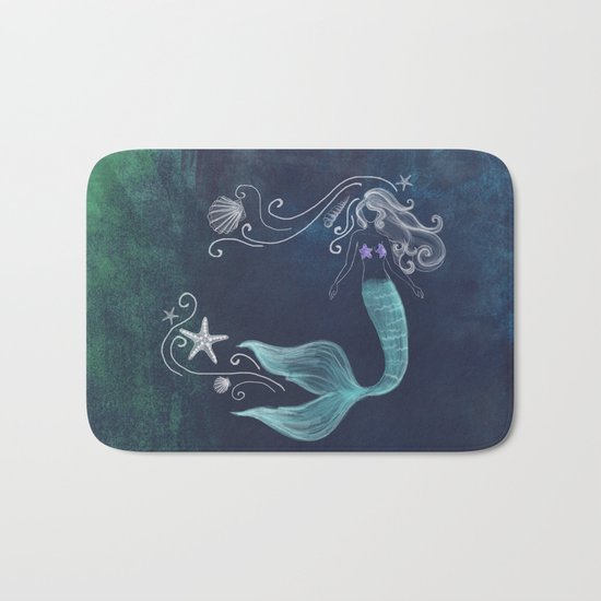 chalk mermaid #2 Bath Mat