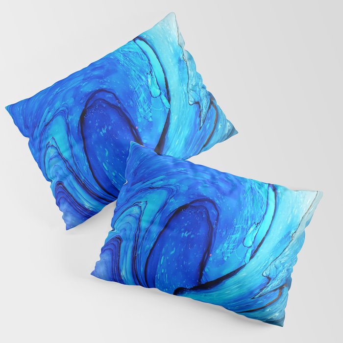 Beautiful abstract art of liquid paint, marbling, alcohol, acrylic, colorful, gold, amber Pillow Sham