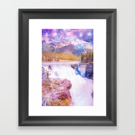Waterfall and Mountain Framed Art Print