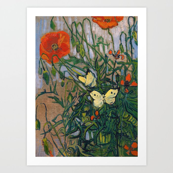 Vincent van Gogh - Butterflies and Poppies Art Print