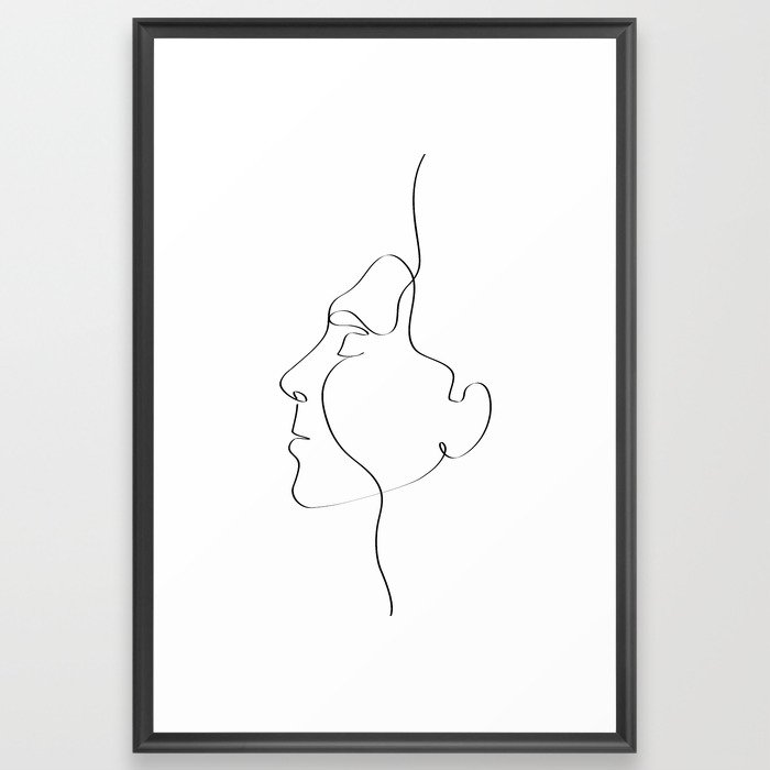 Face One line Art Framed Art Print