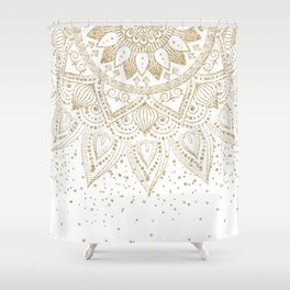 Elegant Gold Mandala Confetti Design Shower Curtain