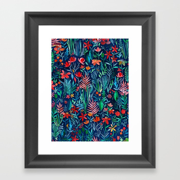 Tropical Ink - a watercolor garden Framed Art Print