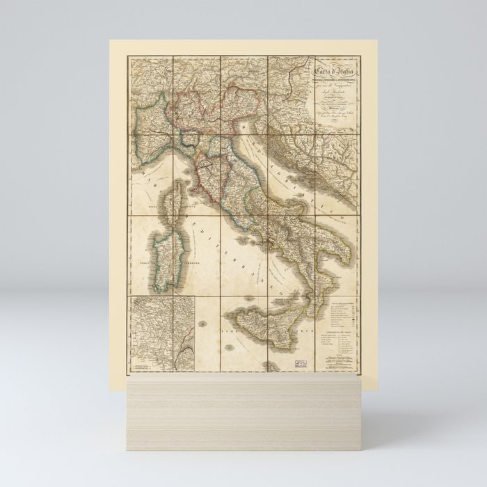 Map of Italy (1851) Mini Art Print