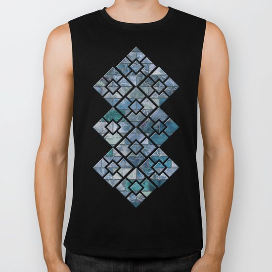 Frozen Leaves Tile Pattern Biker Tank