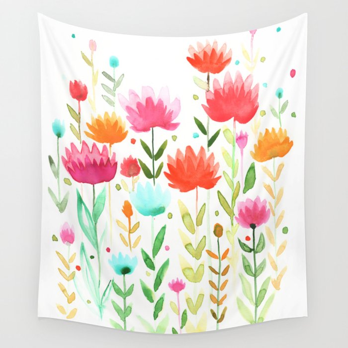 Watercolor Floral 5.  Wall Tapestry
