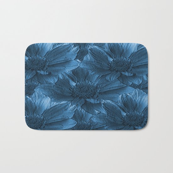 Blue Floral Abstract Bath Mat