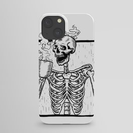 Skeleton Drinking a Cup of Coffee iPhone Case