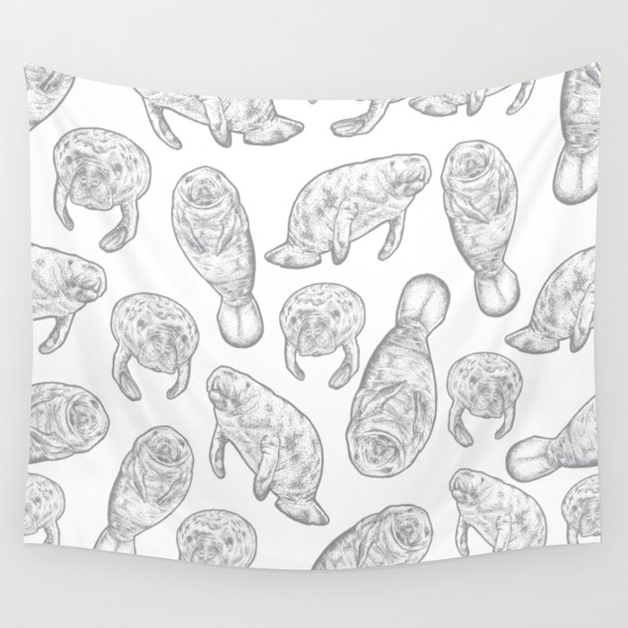 Manatees - Ultimate Gray Wall Tapestry