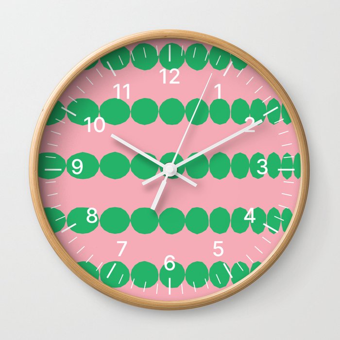 Pink Green - Round Pattern Wall Clock