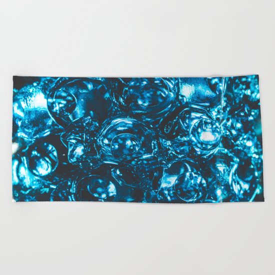 Sparkly blue water marbles Beach Towel